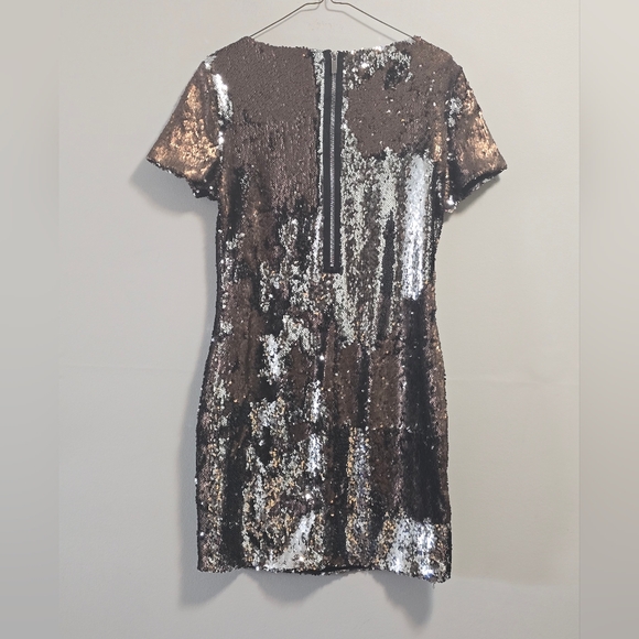 Rock & Shine Sequin Short Sleeve Cocktail Dress - Bronze - Picture 5 of 8